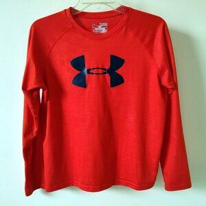 Under Armour Red Big Tech Logo Long Sleeve Top Gear Loose Mesh T-Shirt -Youth XL